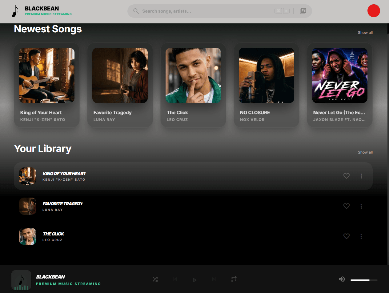 Blackbean: Premium Music Streaming Preview